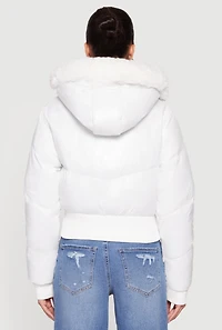 Puffer Jacket with Removable Faux Fur Hood