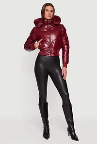 Puffer Jacket with Removable Faux Fur Hood