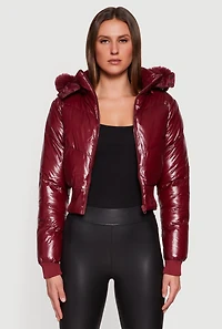 Puffer Jacket with Removable Faux Fur Hood