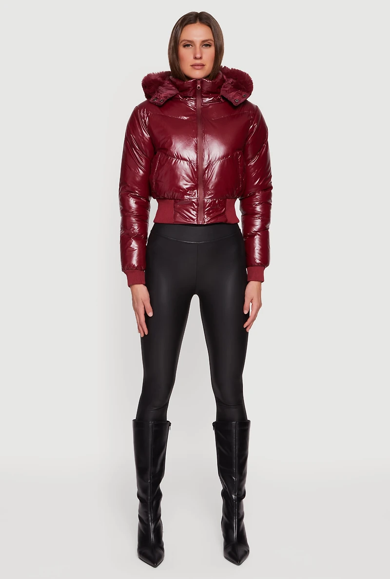 Puffer Jacket with Removable Faux Fur Hood