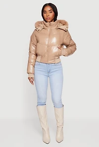 Puffer Jacket with Removable Faux Fur Hood