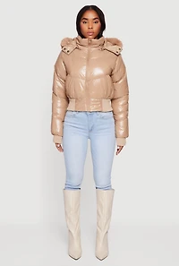 Puffer Jacket with Removable Faux Fur Hood