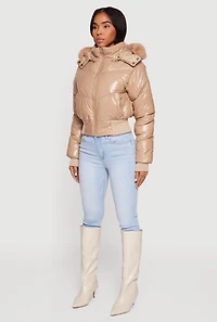 Puffer Jacket with Removable Faux Fur Hood