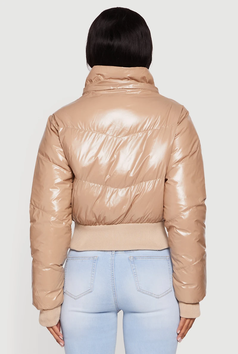 Puffer Jacket with Removable Faux Fur Hood