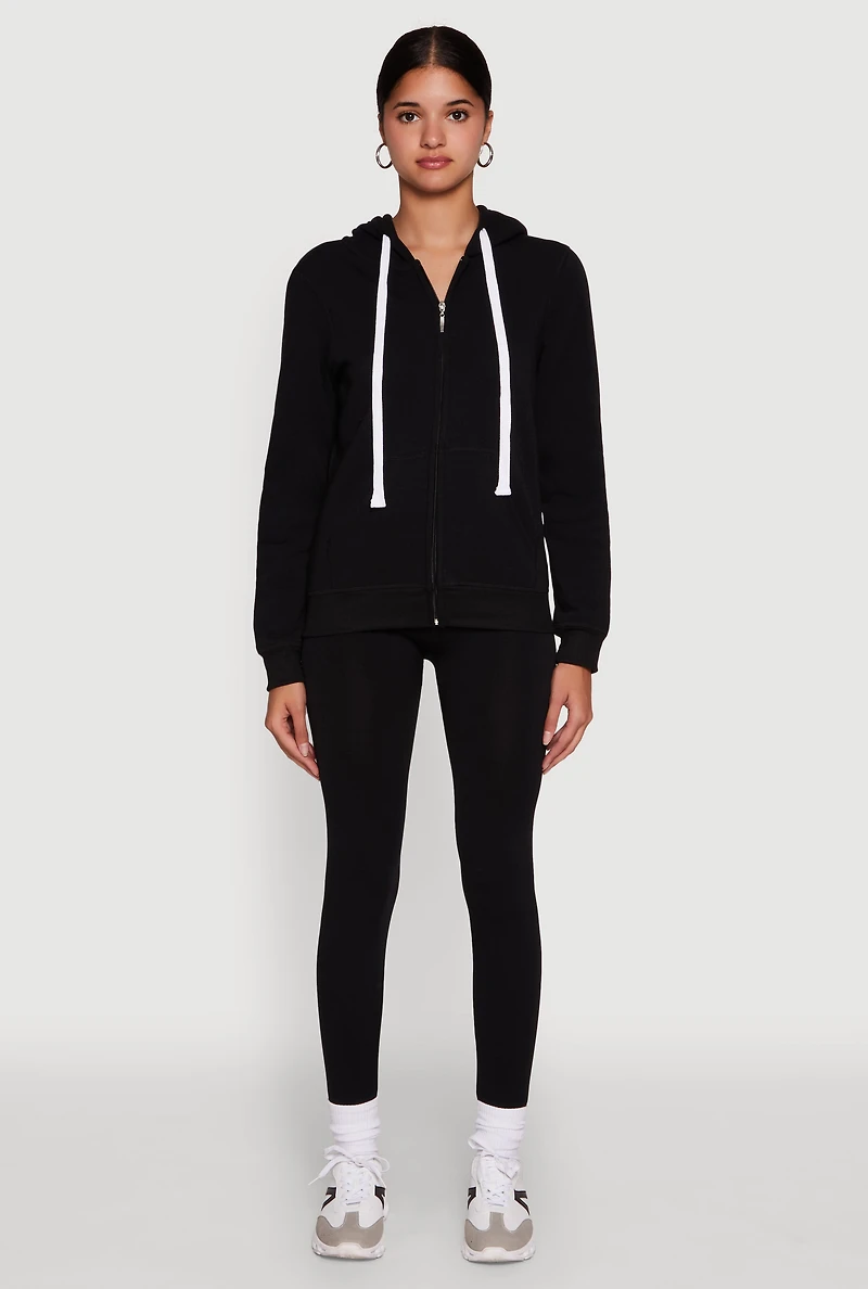 Womens Trendy Fleece Lined Hooded Sweatshirt, Black, Size S