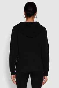 Womens Trendy Fleece Lined Hooded Sweatshirt, Black, Size M