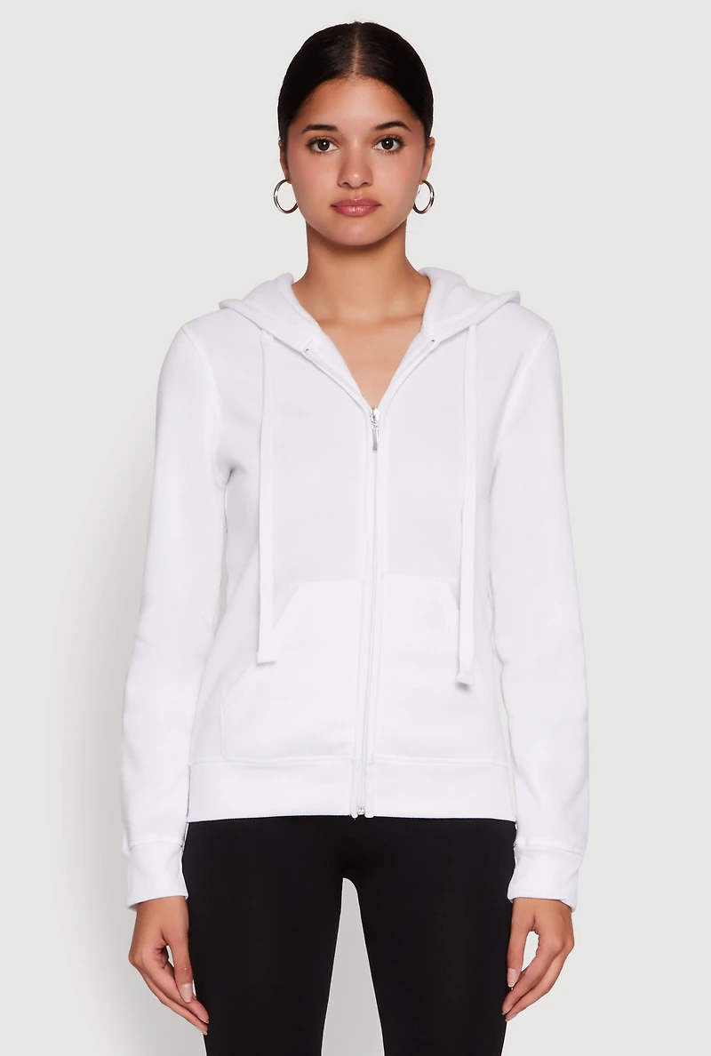 Womens Trendy Fleece Lined Hooded Sweatshirt, White, Size M