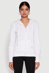 Womens Trendy Fleece Lined Hooded Sweatshirt, White, Size M