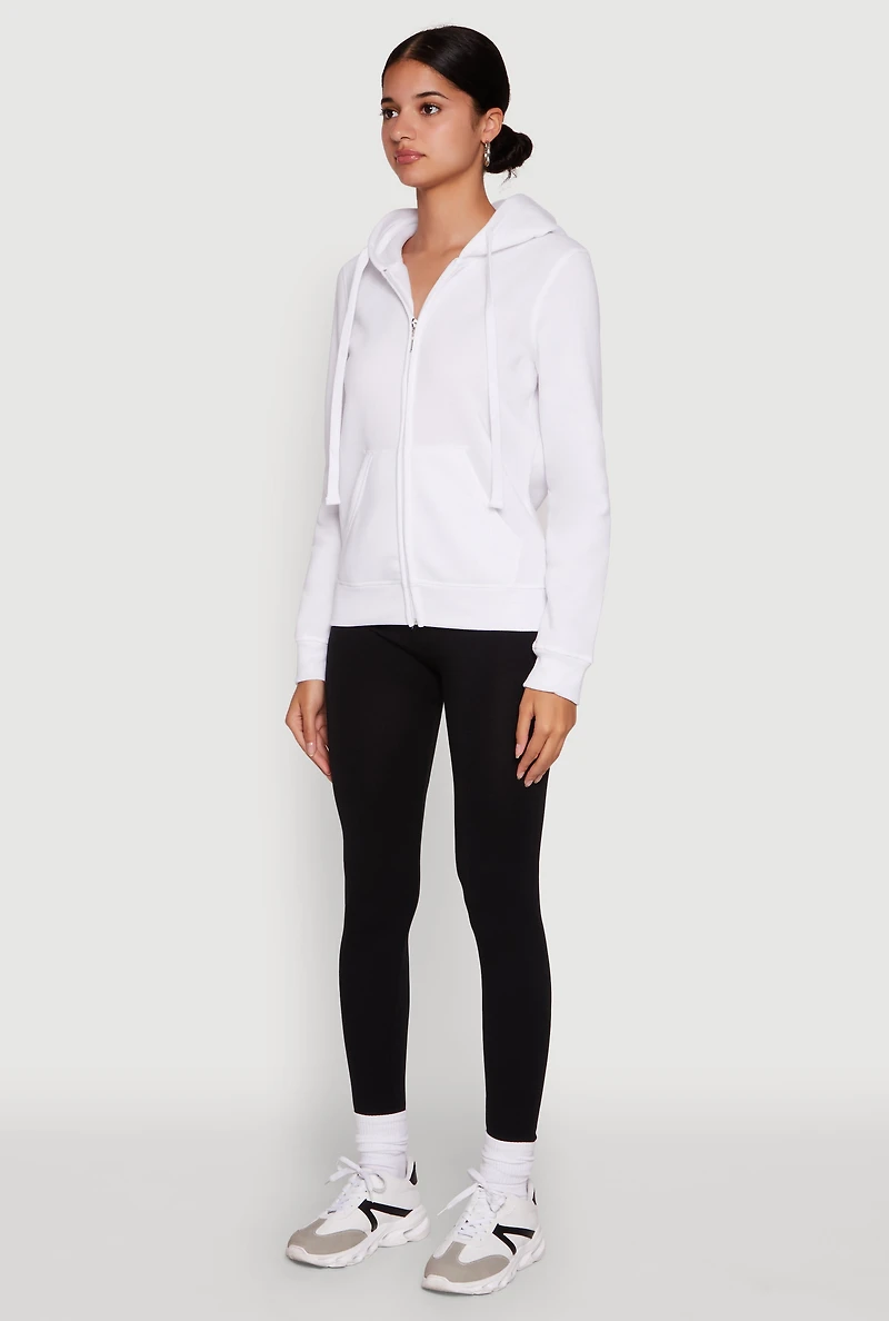 Womens Trendy Fleece Lined Hooded Sweatshirt, White, Size M