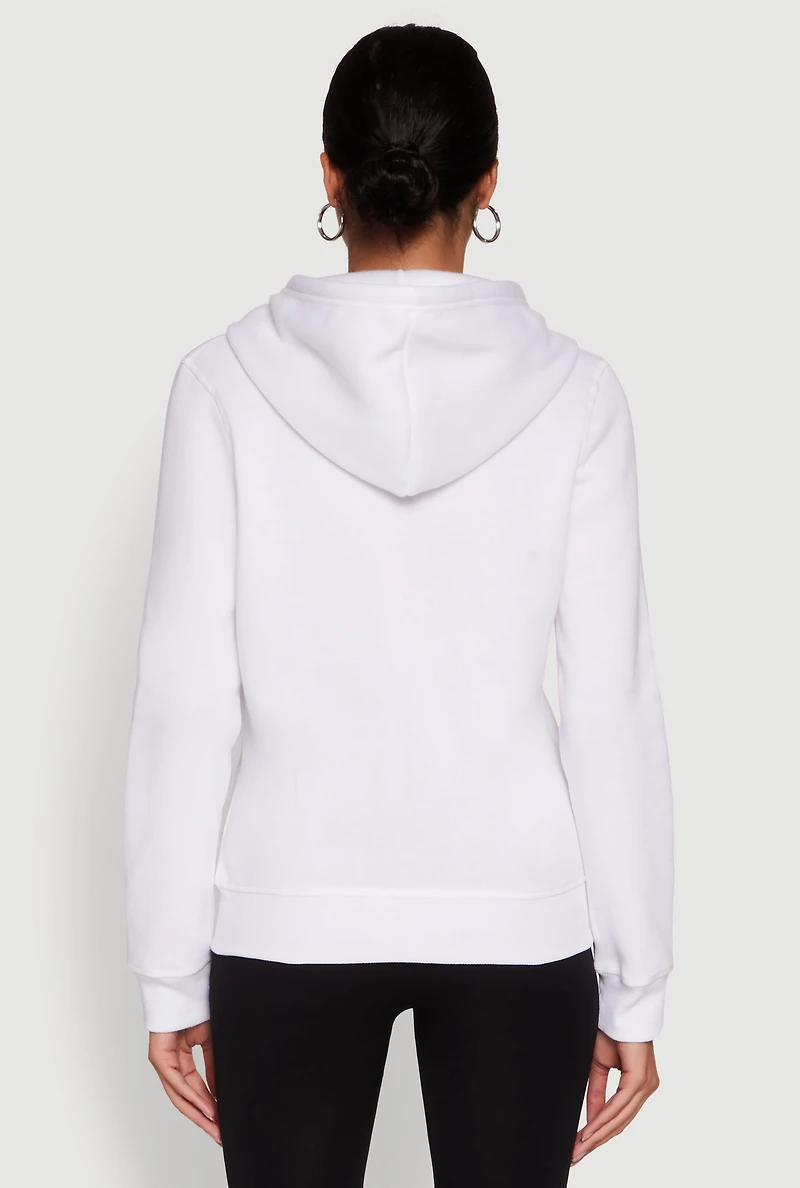 Womens Trendy Fleece Lined Hooded Sweatshirt, White, Size M