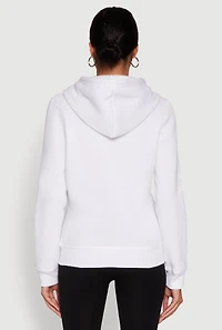 Womens Trendy Fleece Lined Hooded Sweatshirt, White, Size M