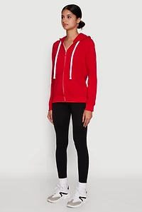 Womens Trendy Fleece Lined Hooded Sweatshirt, Red, Size L
