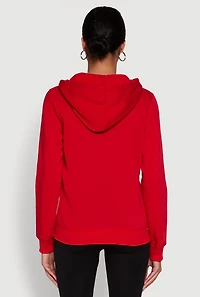Womens Trendy Fleece Lined Hooded Sweatshirt, Red, Size L