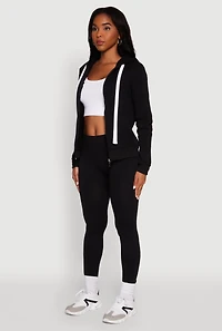 Womens Zip Front Fleece Long Sleeve Hoodie,