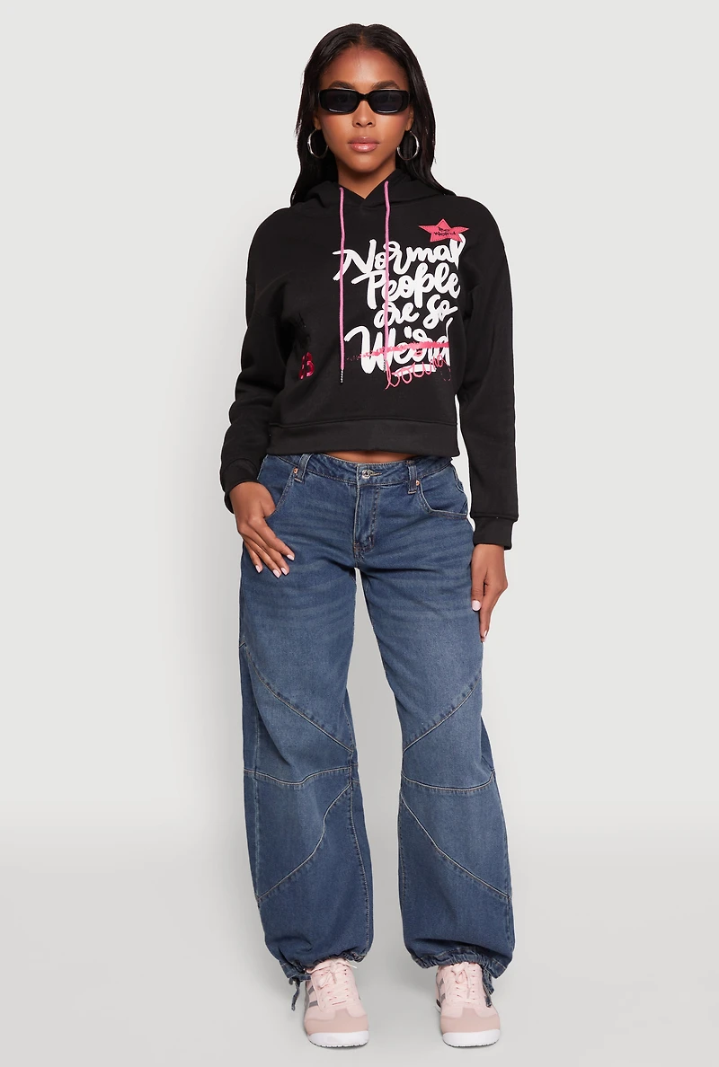 Womens Be Weird Graphic Hooded Sweatshirt,
