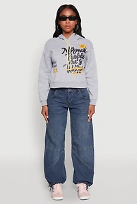 Womens Be Weird Graphic Hooded Sweatshirt, Grey, Size XL