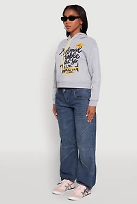 Womens Be Weird Graphic Hooded Sweatshirt, Grey, Size XL