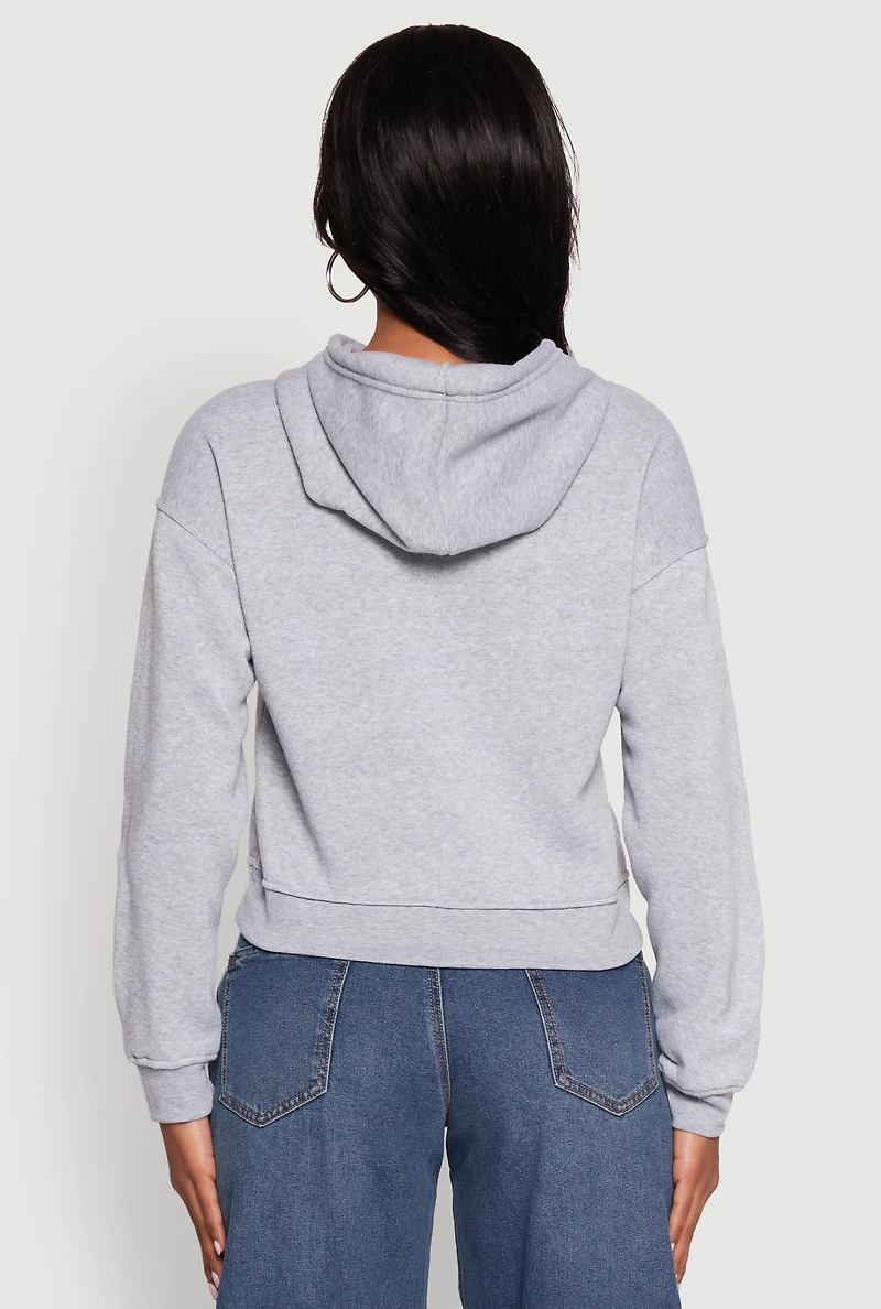 Womens Be Weird Graphic Hooded Sweatshirt, Grey, Size L