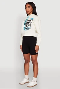 Womens Be Weird Graphic Hooded Sweatshirt, White, Size XL