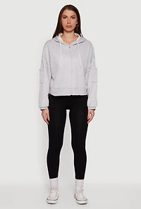 Drop Shoulder Zip Front Hooded Sweatshirt