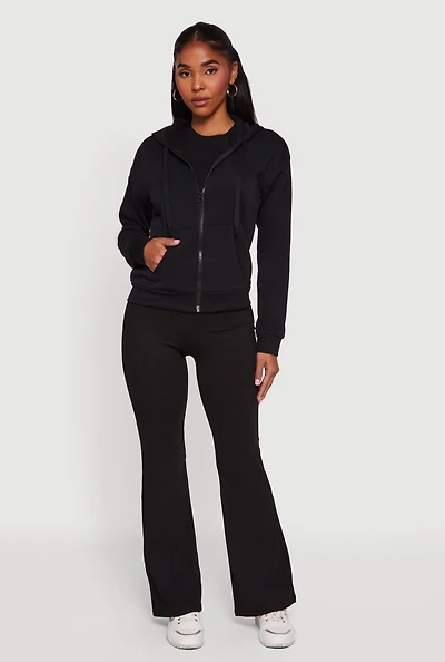 Womens Fleece Zip Front Hooded Sweatshirt,