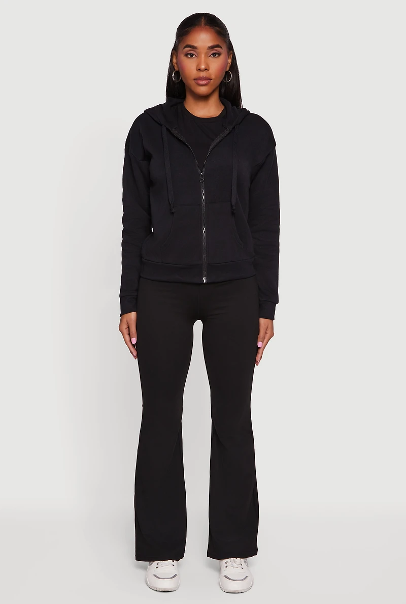 Fleece Zip Front Hooded Sweatshirt