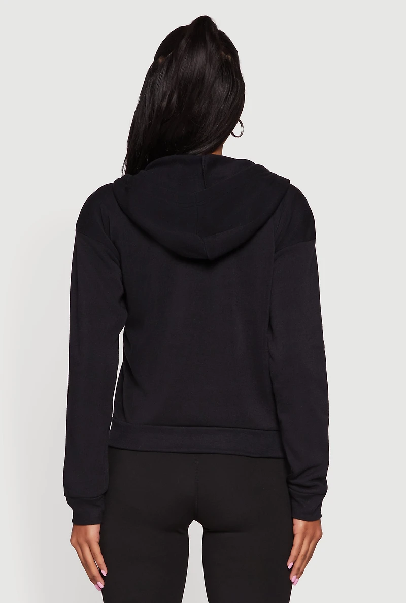 Fleece Zip Front Hooded Sweatshirt