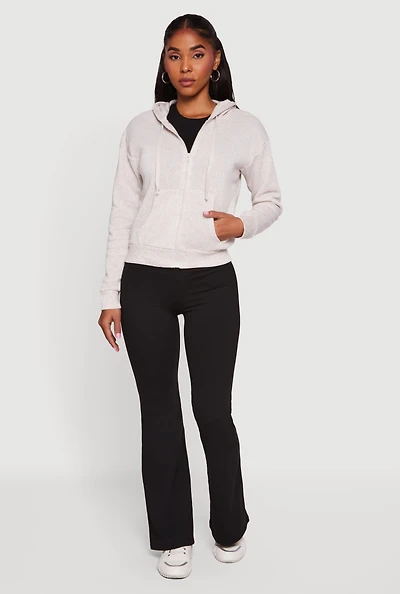 Womens Fleece Zip Front Hooded Sweatshirt,