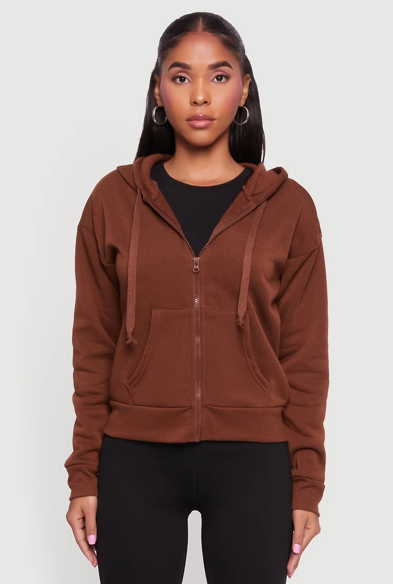 Fleece Zip Front Hooded Sweatshirt