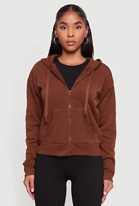 Fleece Zip Front Hooded Sweatshirt