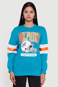 NFL Dolphins Embroidered Crew Neck Sweatshirt