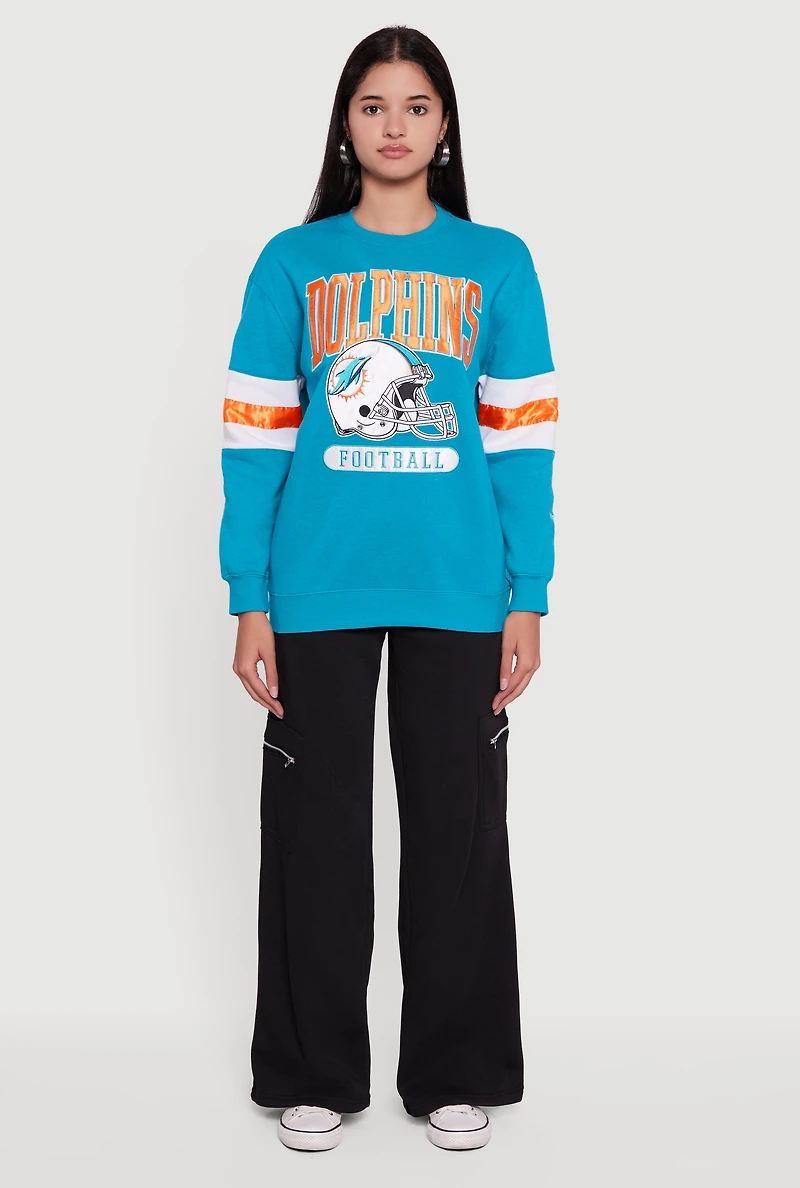 NFL Dolphins Embroidered Crew Neck Sweatshirt