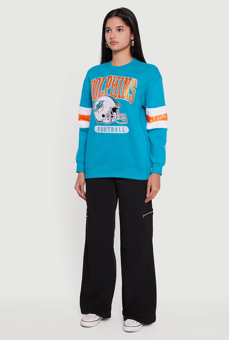 NFL Dolphins Embroidered Crew Neck Sweatshirt