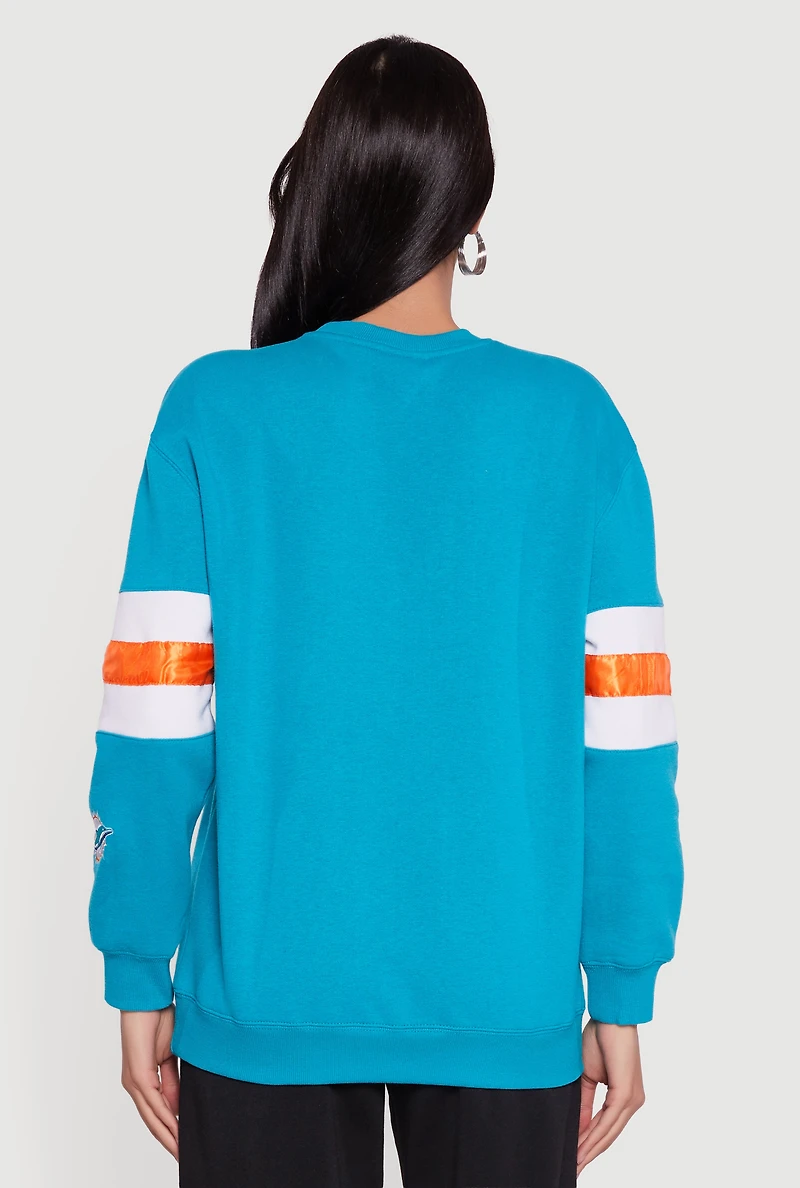 NFL Dolphins Embroidered Crew Neck Sweatshirt