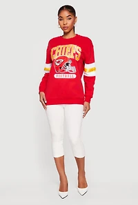 Womens NFL Chiefs Embroidered Crew Neck Sweatshirt, Red, Size XL