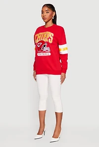 Womens NFL Chiefs Embroidered Crew Neck Sweatshirt, Red, Size XL
