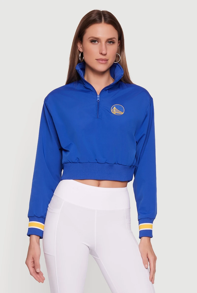 NBA Golden State Warriors Cropped Quarter Zip Windbreaker