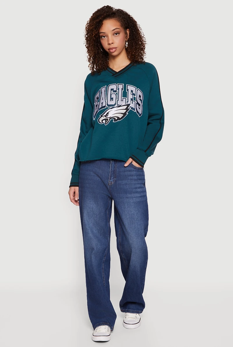 NFL Philadelphia Eagles Graphic Raw Hem Sweatshirt