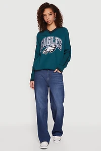 NFL Philadelphia Eagles Graphic Raw Hem Sweatshirt