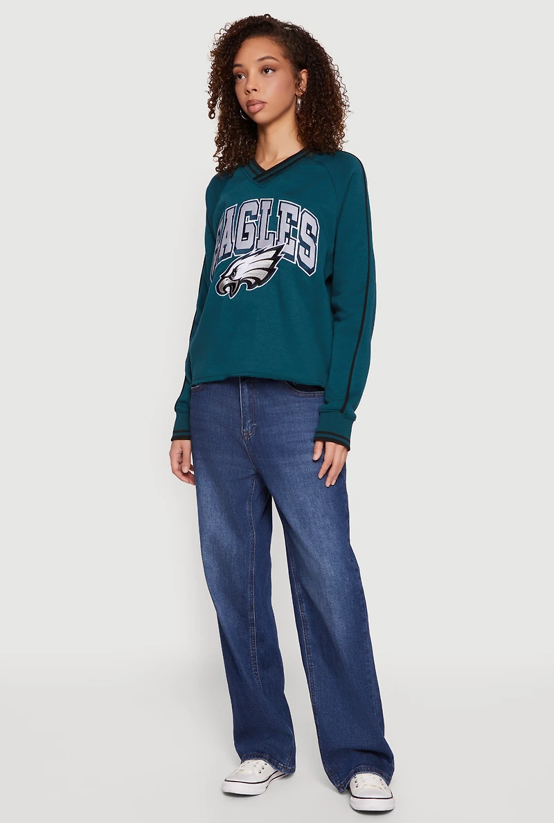 NFL Philadelphia Eagles Graphic Raw Hem Sweatshirt