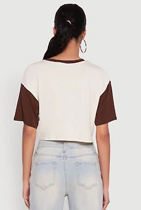 Womens 23 Graphic Cropped Football T-Shirt, Brown, Size M
