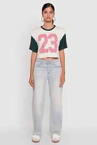 Womens 23 Graphic Cropped Football T-Shirt, Multi, Size XL