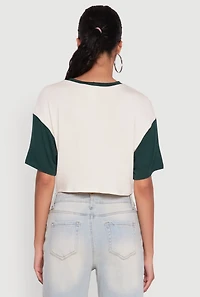 Womens 23 Graphic Cropped Football T-Shirt, Multi, Size XL