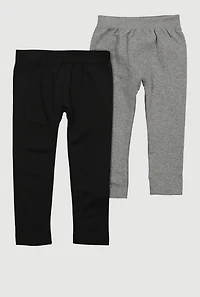 Toddler Girls Rhinestone Bow Fleece Leggings 2 Pack