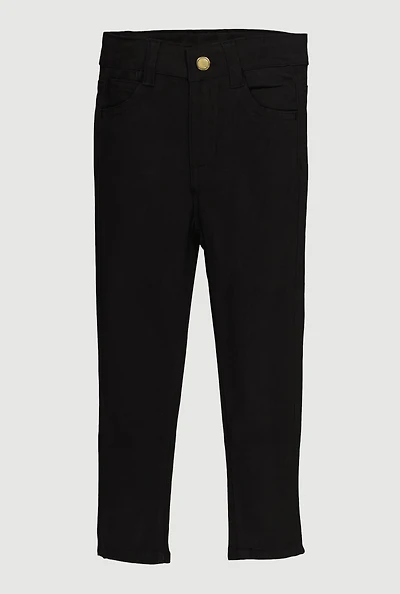 Toddler Girls Twill Skinny Leg Chinos, Black, Size 3T