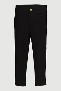 Toddler Girls Twill Skinny Leg Chinos, Black, Size 2T