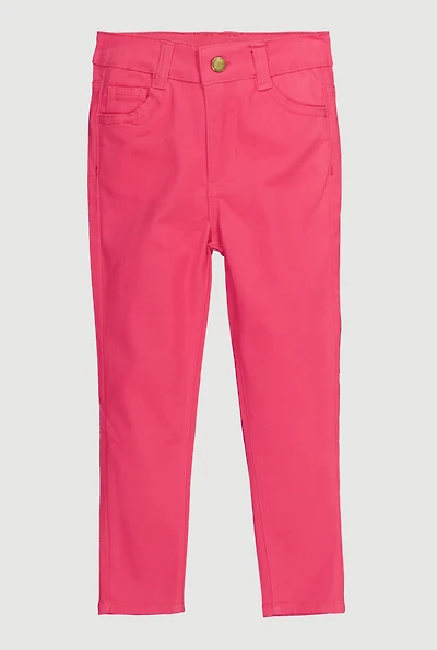 Toddler Girls Twill Skinny Leg Pants, Pink, Size 3T