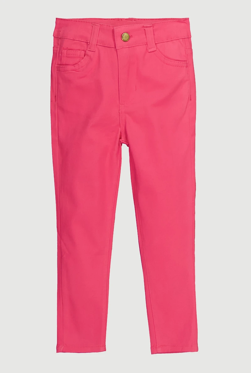 Toddler Girls Twill Skinny Leg Pants, Pink, Size 2T