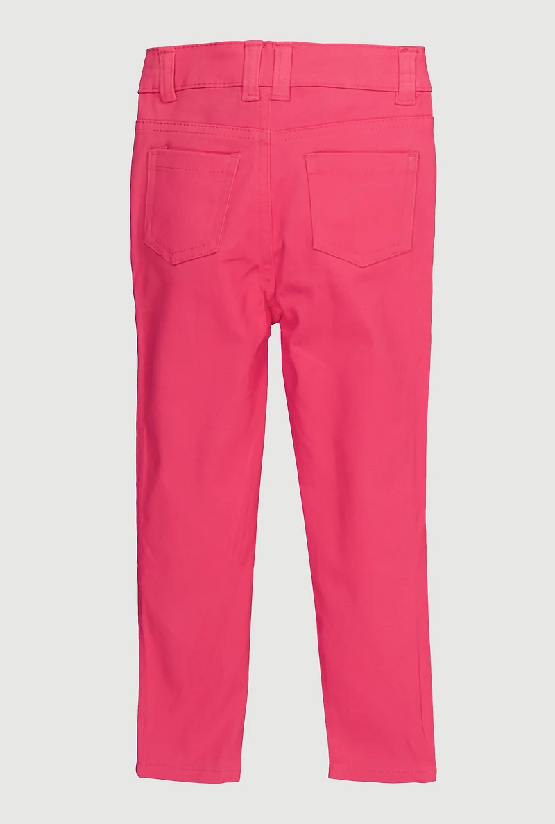 Toddler Girls Twill Skinny Leg Pants, Pink, Size 2T