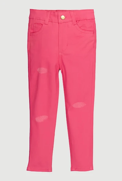 Toddler Girls Distressed Skinny Leg Pants, Pink, Size 2T